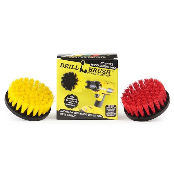 Drillbrush Bathroom Accessories - Shower Curtain - Bath Mat - Drill Brush - Spin 4in-S-RY-QC-DB - main